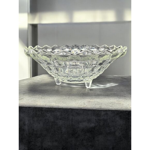 Vintage Whitehall Clear Footed Bowl By Indiana Glass Co. 10" Diameter Cubed - Picture 1 of 8